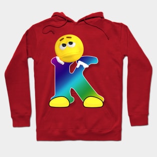 Letter K Alphabet Smiley Monogram Face Emoji Shirt for Men Women Kids Hoodie